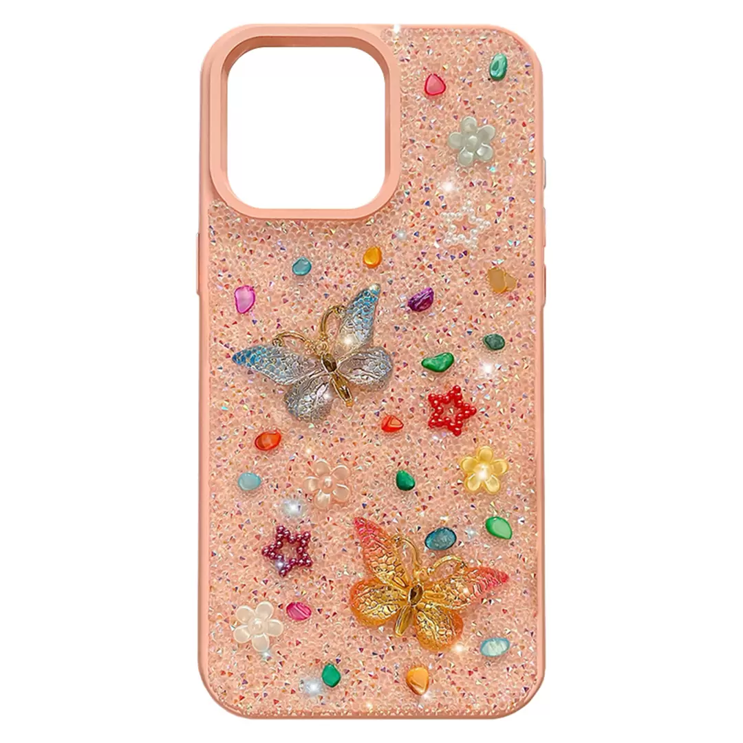 Samsung Galaxy S24 Ultra Butterfly and Diamond Bling Case Pink